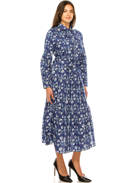 Nautical Blossom Midi Dress