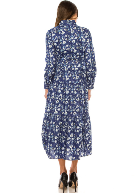 Nautical Blossom Midi Dress