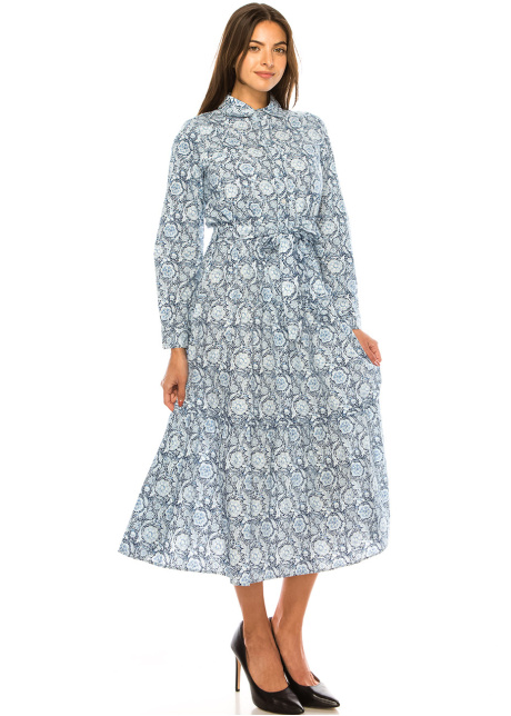 Frosty Floral Day Dress