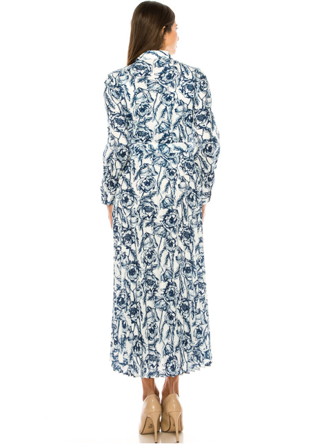 Floral Sketch Belted Shirt Dress – Modest Chic