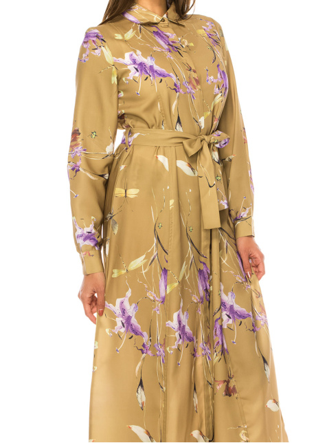 Modest Camel Floral Grace Dress