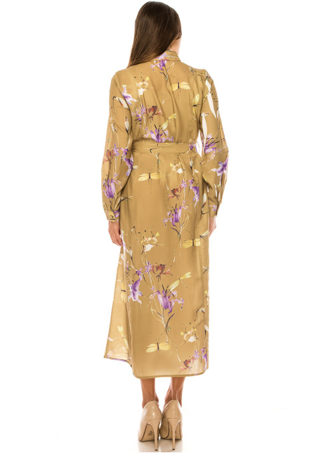 Modest Camel Floral Grace Dress
