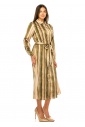 Olive Stripe Belted Midi Dress