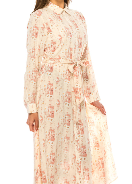 Coral Petal Print Wrap Dress