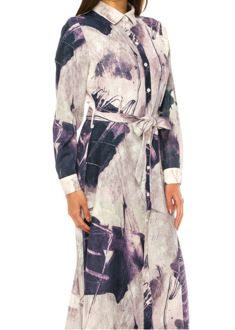Lavender Hues Abstract Belted Dress