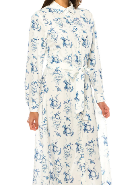 White Azure Blossom Maxi Dress