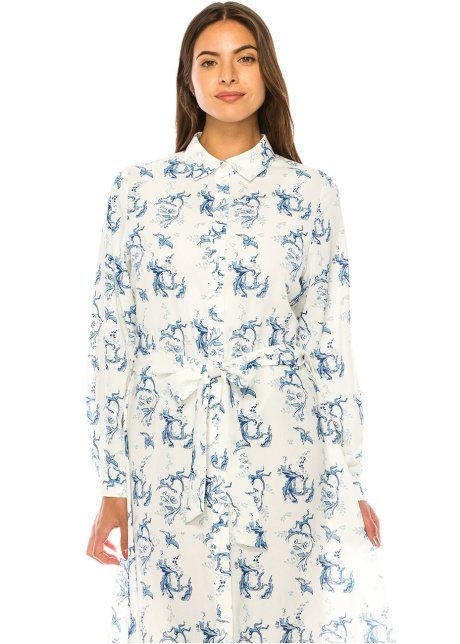 White Azure Blossom Maxi Dress