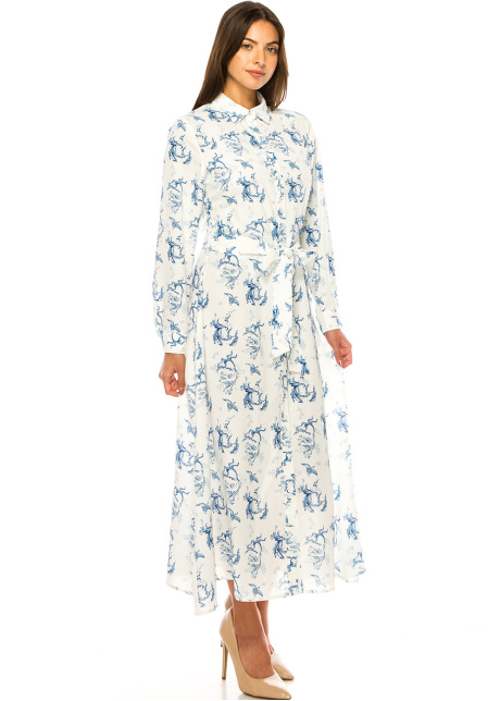 White Azure Blossom Maxi Dress