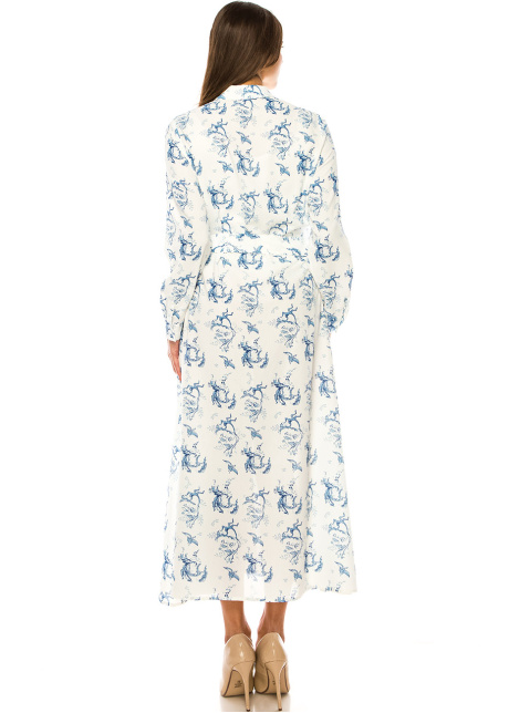 White Azure Blossom Maxi Dress