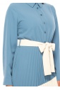Tranquil Blue Pleated Dress