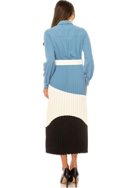 Tranquil Blue Pleated Dress