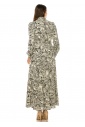 Elegant Swirl Belted Maxi Dress - Classic Monochrome