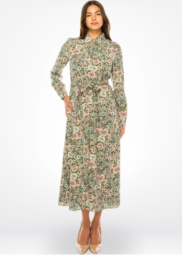 Green Medley Modest Midi Dress