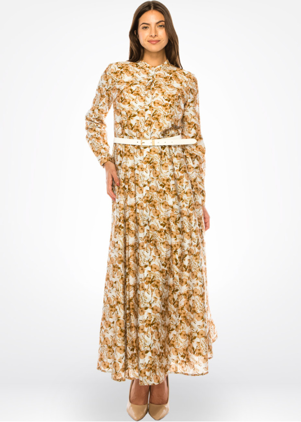 Cinnamon Floral Maxi Dress - Classic Modesty
