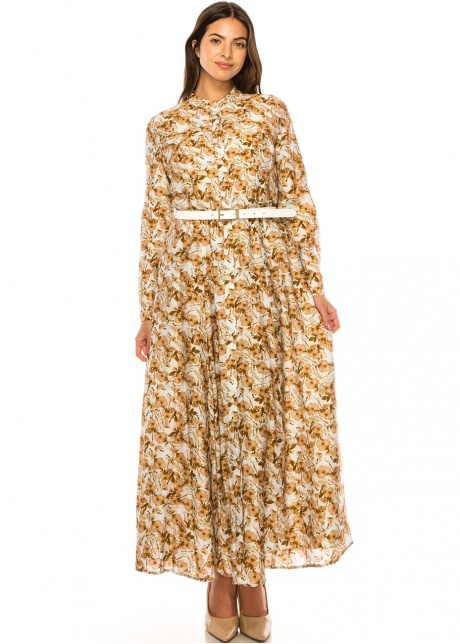 Cinnamon Floral Maxi Dress - Classic Modesty