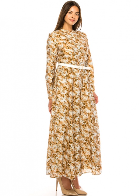 Cinnamon Floral Maxi Dress - Classic Modesty