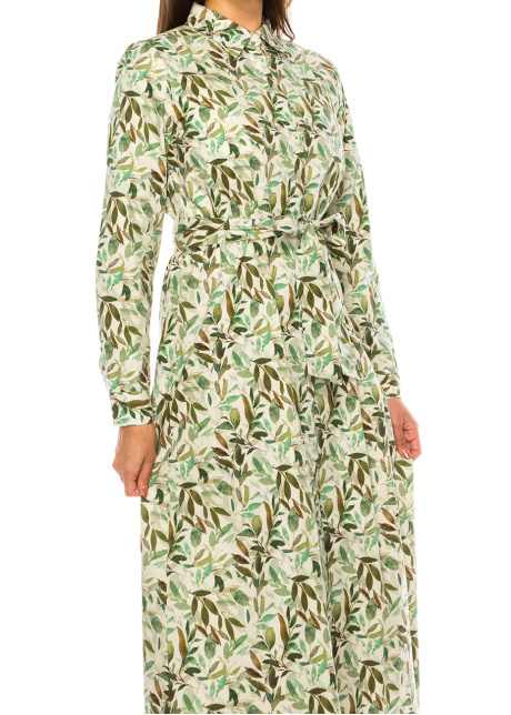 Leafy Haven Long Sleeve Dress - Green Harmony