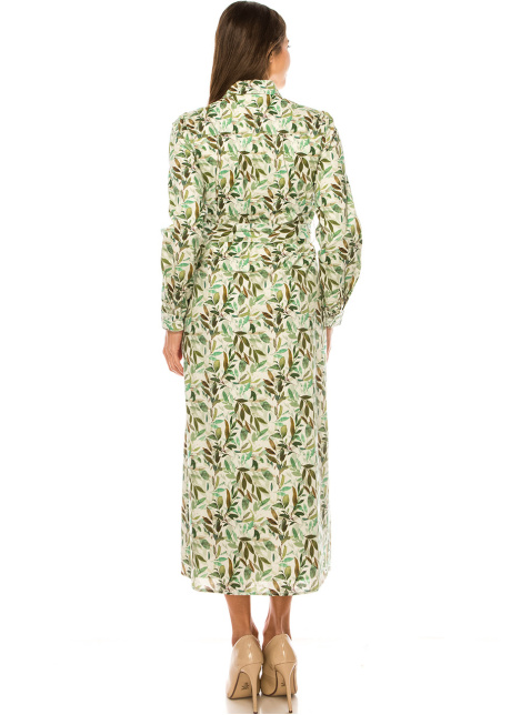 Leafy Haven Long Sleeve Dress - Green Harmony