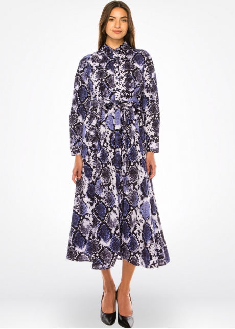 Lavender Mist Print Shirt Dress - Modest Majesty