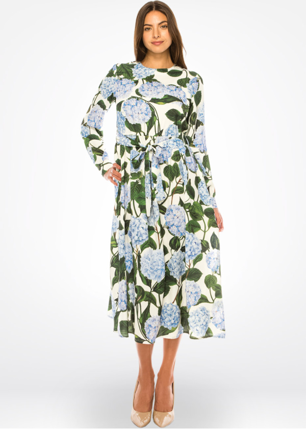 Celestial Blue Floral Charm Dress