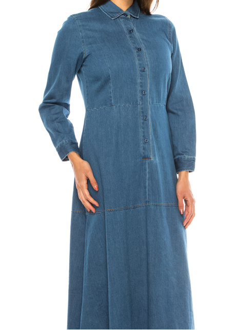 Classic Navy Buttoned Denim Dress