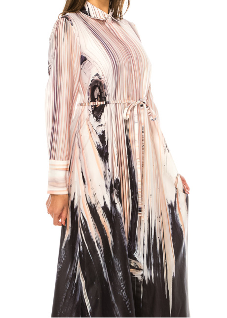 Elegant Pink Abstract Shirtwaist Dress