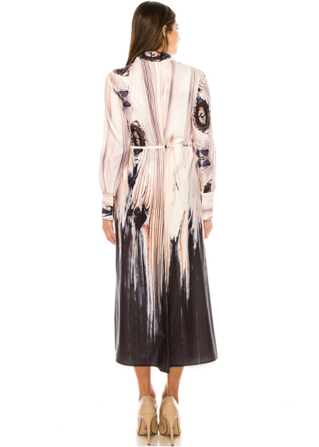 Elegant Pink Abstract Shirtwaist Dress