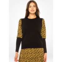 Mustard Foliage Sleeve Knit Top