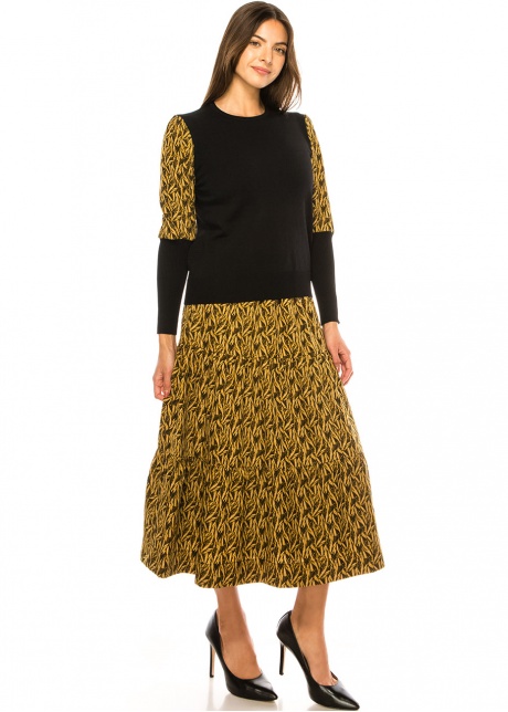 Mustard Seed Flare Midi Skirt