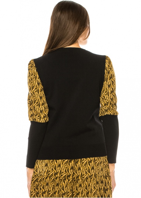 Mustard Foliage Sleeve Knit Top