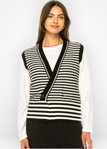 Black & White Rhythm Knit Vest