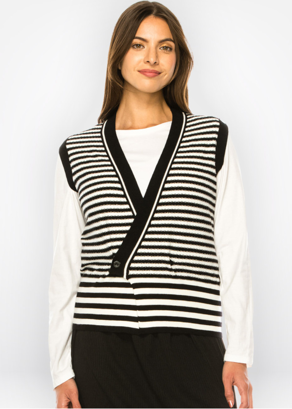 Black & White Rhythm Knit Vest