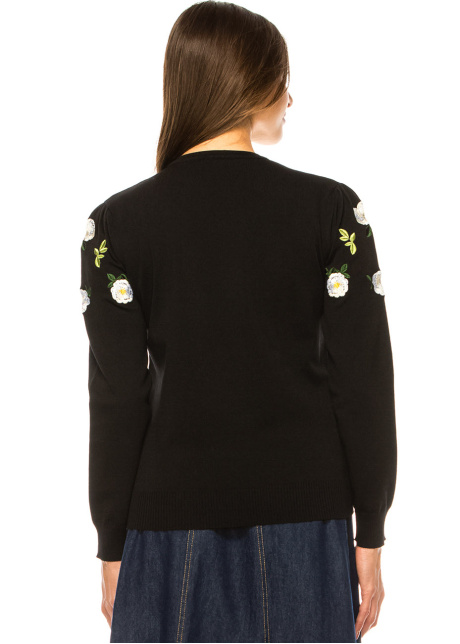 Blossoming Elegance Black Knit Sweater