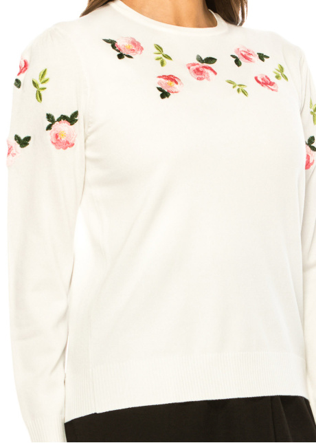 Petal Soft White Embroidered Sweater