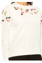 Petal Soft White Embroidered Sweater