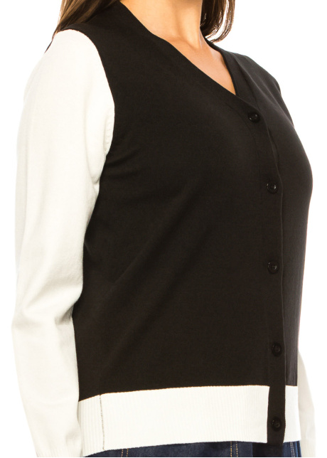 Sleek Bicolor V-Neck Cardigan