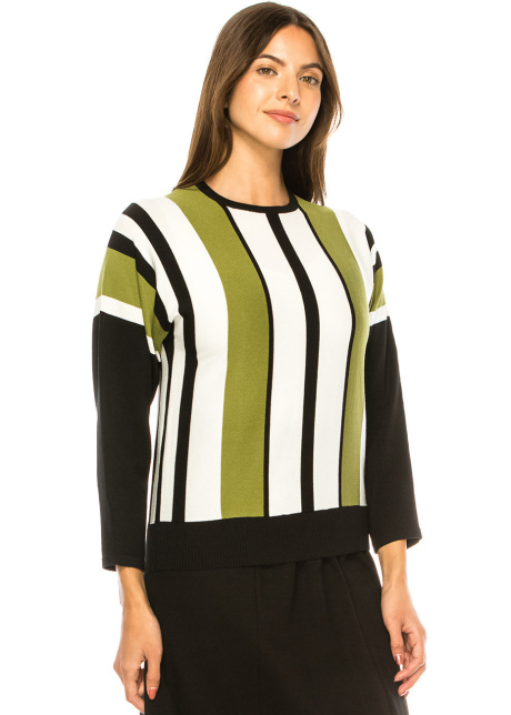 Lime Light Geometric Knit Top