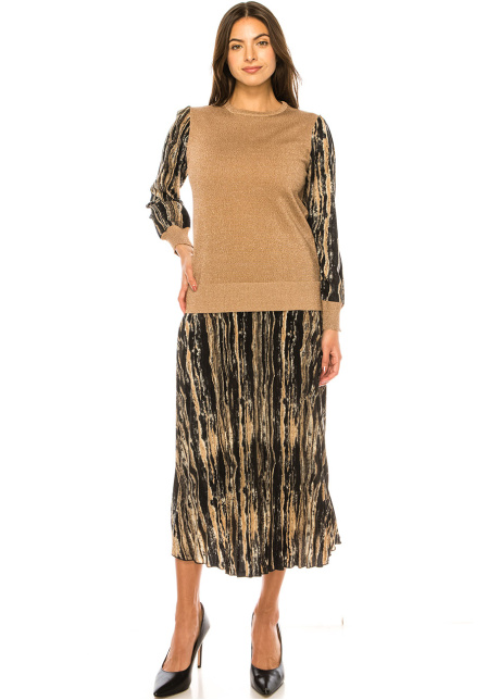 Amber Waves Flowy Midi Skirt