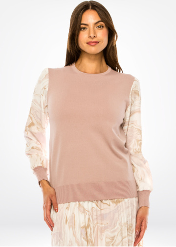Petal Softness Knit with Abstract Sleeve Detail