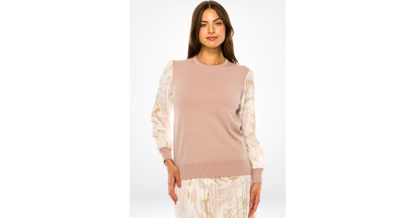 Petal Softness Knit with Abstract Sleeve Detail | Modest Women