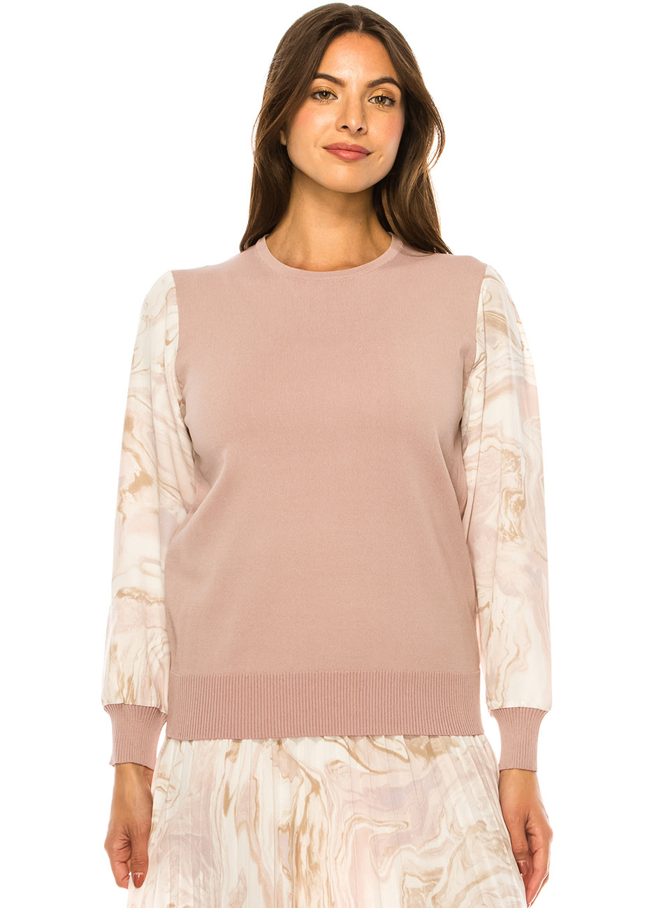 Petal Softness Knit with Abstract Sleeve Detail