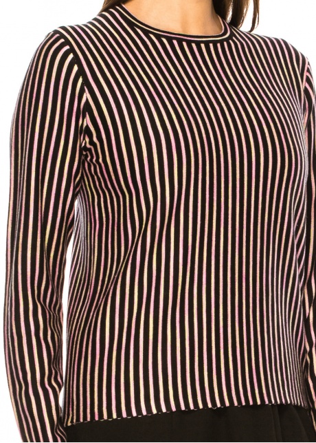 Striped Pink & Black Knit Top