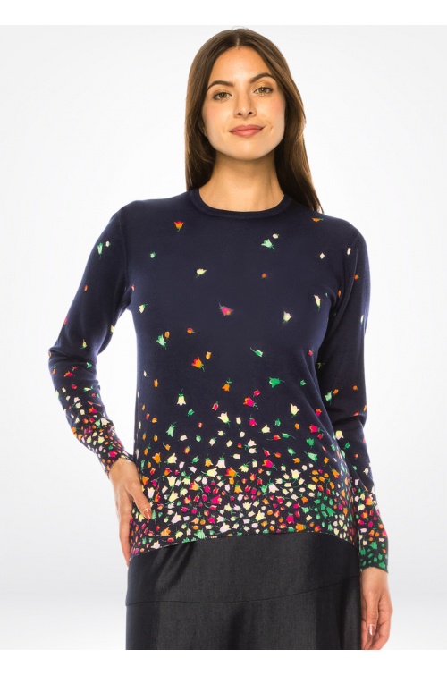 Midnight Mosaic Colorful Knit Top