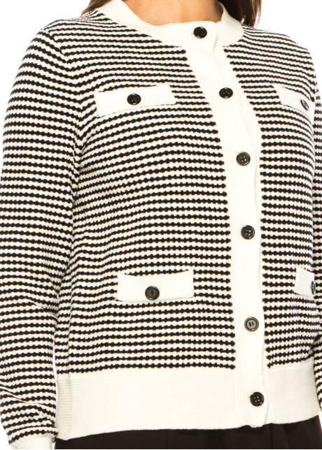 Contrast Charm Knit Cardigan with Pockets