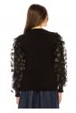 Black Sweater with Floral Sleeve Detail