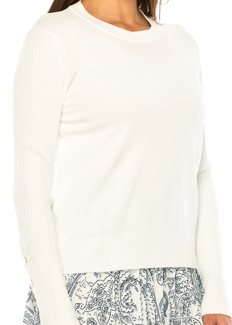 Pure Elegance Button-Trim Sweater