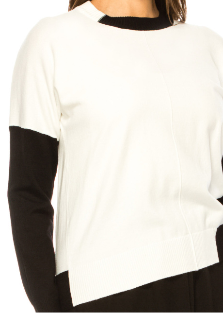 Black & White Knit Poise Sweater - Elegant Modesty