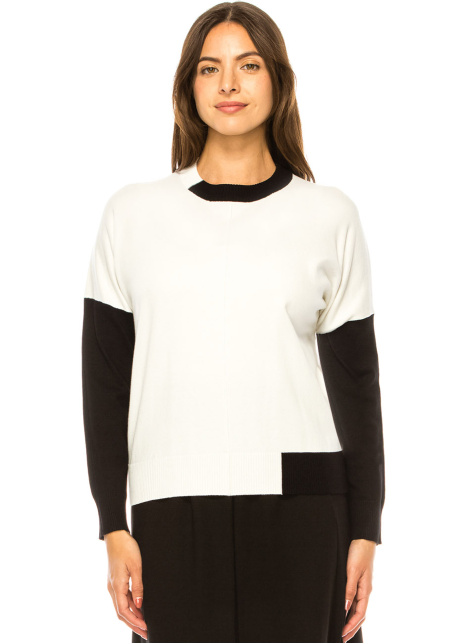 Black & White Knit Poise Sweater - Elegant Modesty