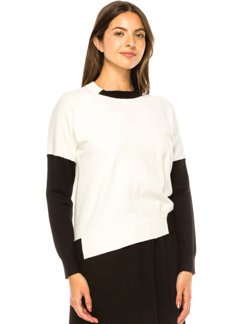 Black & White Knit Poise Sweater - Elegant Modesty