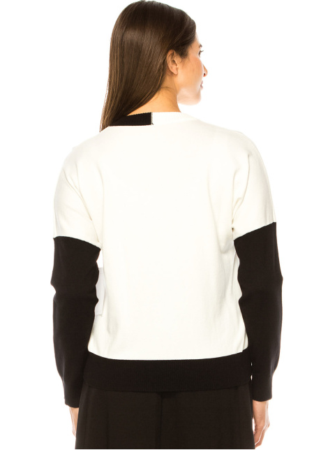 Black & White Knit Poise Sweater - Elegant Modesty